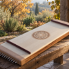 Monocorda su una terrazza immersa nel paesaggio autunnale.